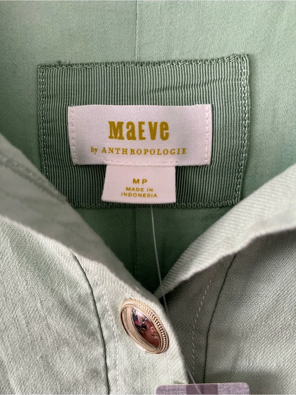 NWT Maeve Anthropology Green Sleeveless Button-Front Mini Dress Sz MP - Picture 7 of 11